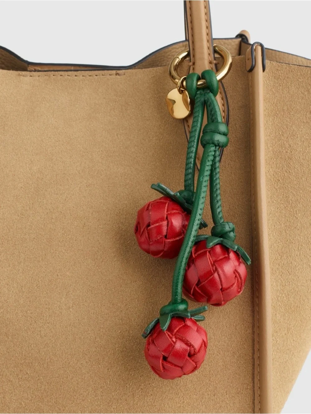 Madewell Red & Green Woven Cherry Keychain handbag Charm